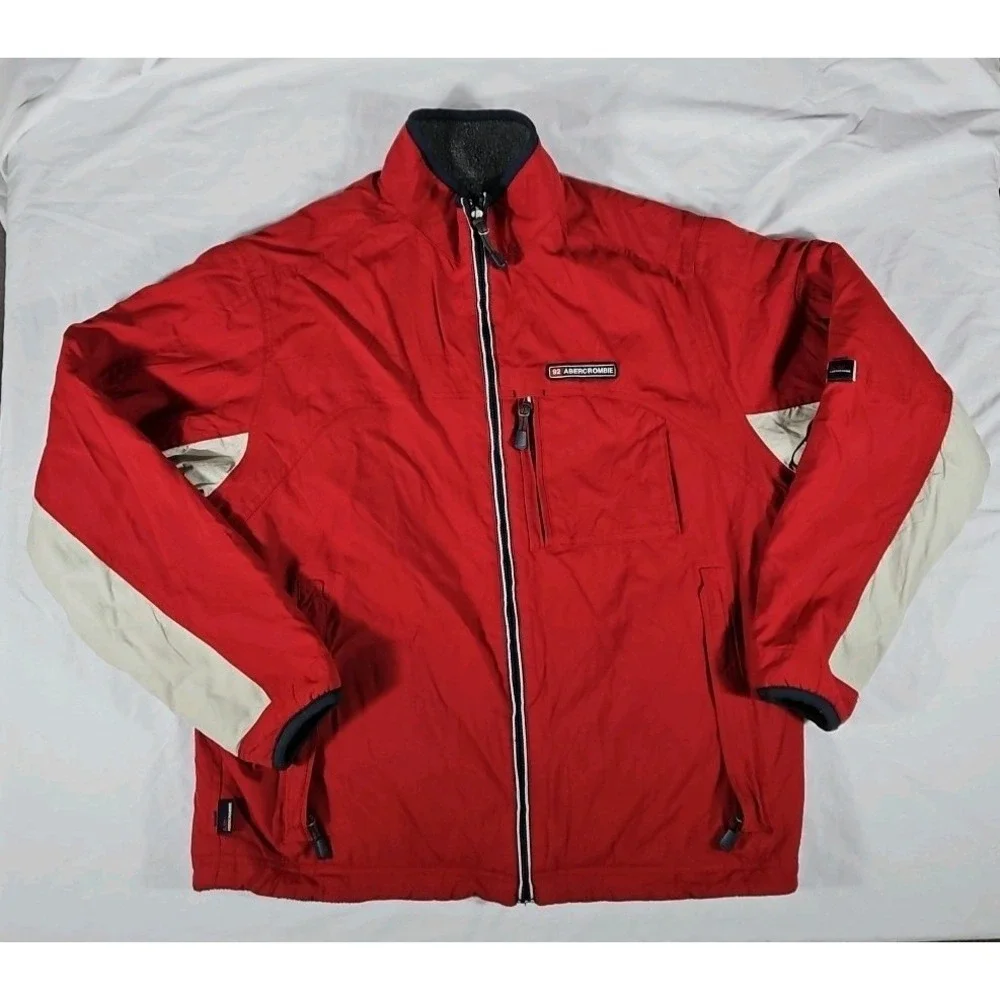 Vintage Abercrombie & Fitch A92 Reversible Ski Jacket Mens Large Fleece Lined‎
